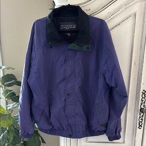 Vintage Jansport Jacket Sz XL Purple Nylon Zip Up Lined Windbreaker Bomber 90s